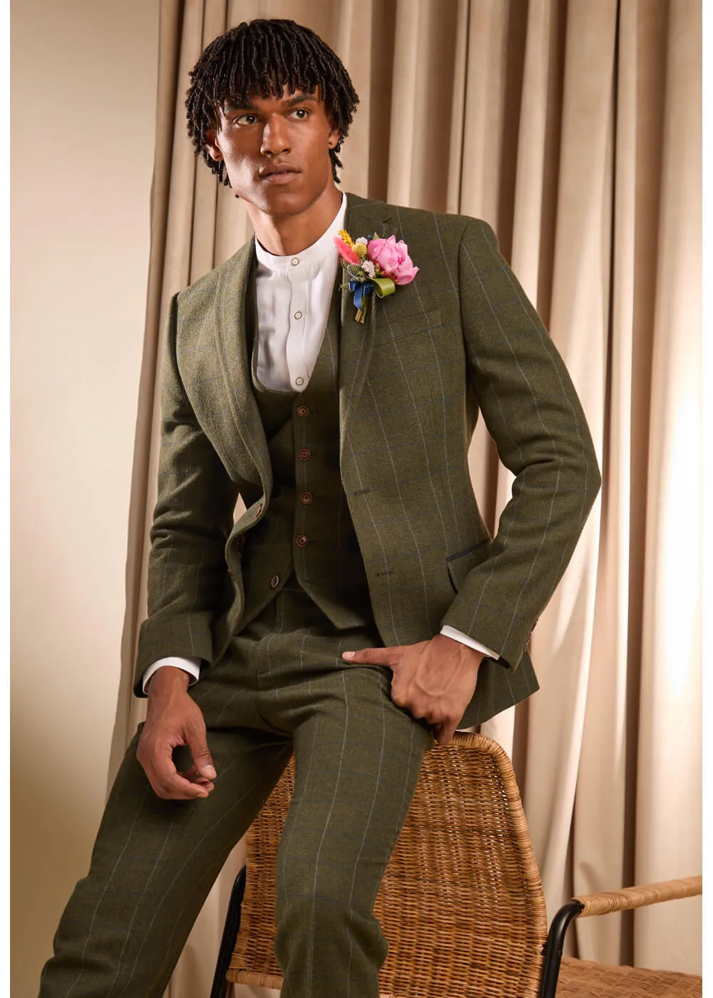Antique Rogue Hooper Check Tweed Trousers Green Blue