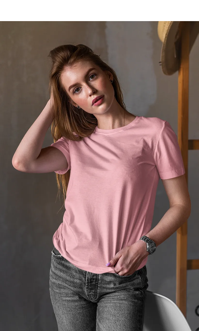 BASIC LIGHT PINK HALF-SLEEVE T-SHIRTS