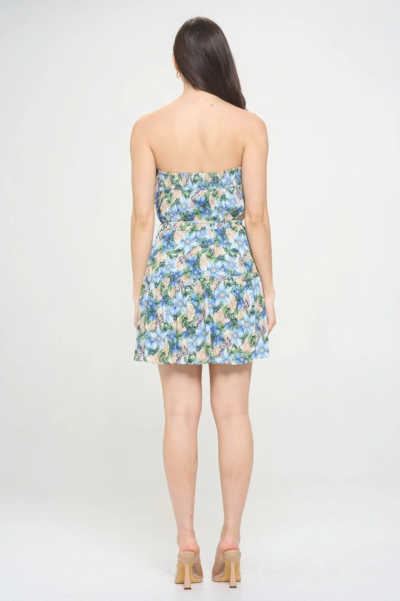 Berry Floral Tube Top Mini Dress with Ruffles - Trendy Outfit