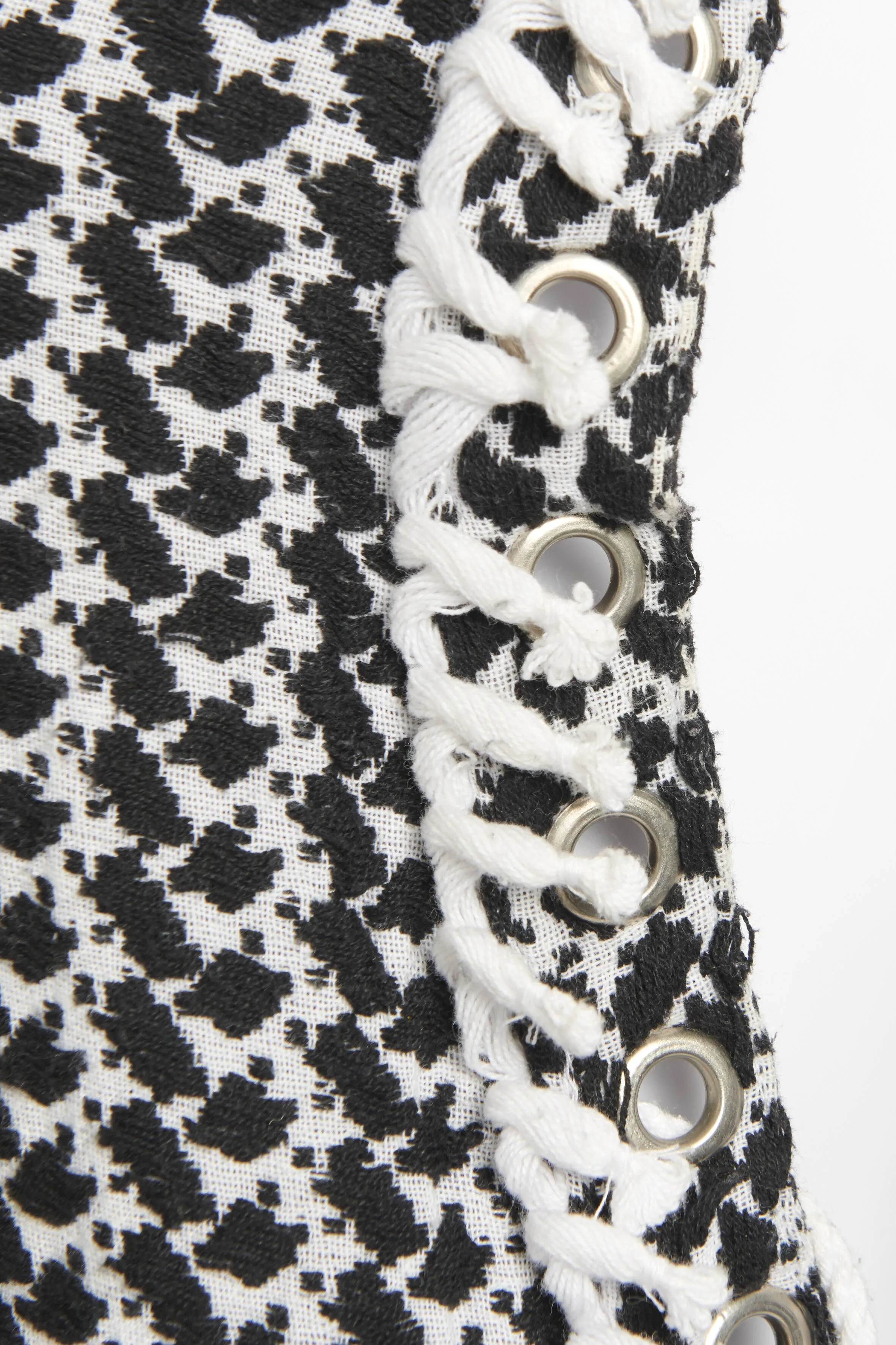 Black And White Woven Midi Dress