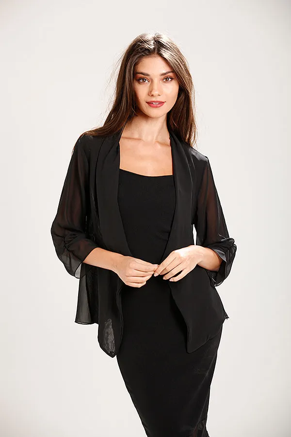 Black Chiffon Jacket Style Cardigan