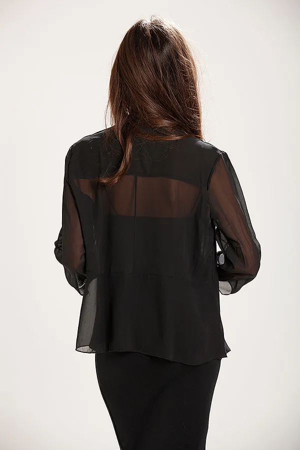 Black Chiffon Jacket Style Cardigan