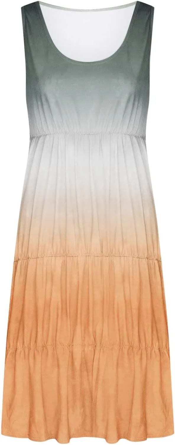 Boho Summer Dresses for Women Plus Size Cute Petite Beach Dress Plus Size Sleeveless Sundresses Flowy Midi Dress