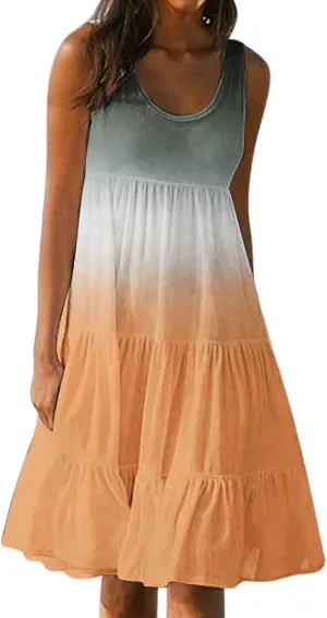 Boho Summer Dresses for Women Plus Size Cute Petite Beach Dress Plus Size Sleeveless Sundresses Flowy Midi Dress