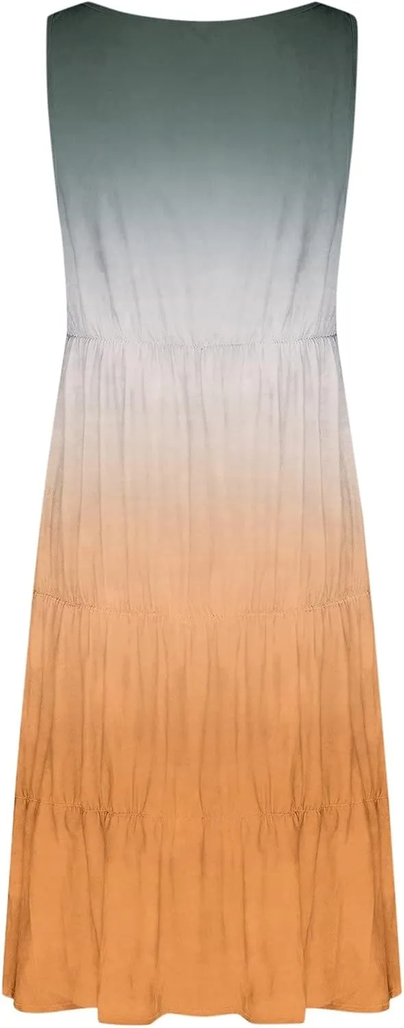 Boho Summer Dresses for Women Plus Size Cute Petite Beach Dress Plus Size Sleeveless Sundresses Flowy Midi Dress