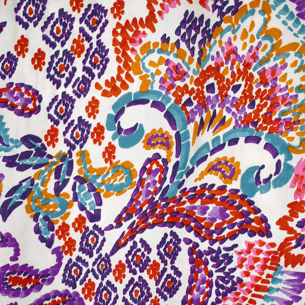 Brushstroke Mosaic Floral Rayon Challis White/Pink SY