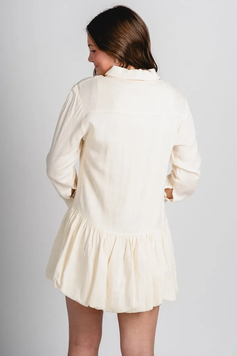 Bubble hem shirt dress oatmeal