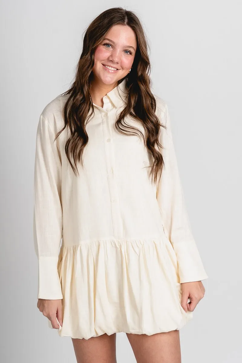 Bubble hem shirt dress oatmeal