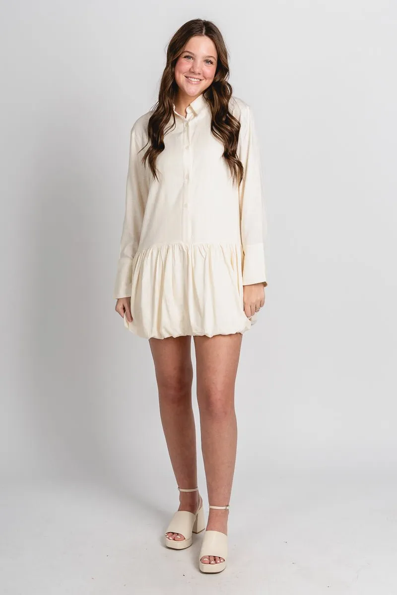 Bubble hem shirt dress oatmeal