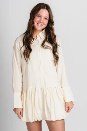 Bubble hem shirt dress oatmeal