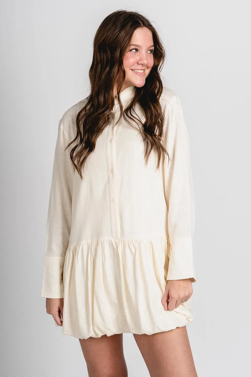 Bubble hem shirt dress oatmeal