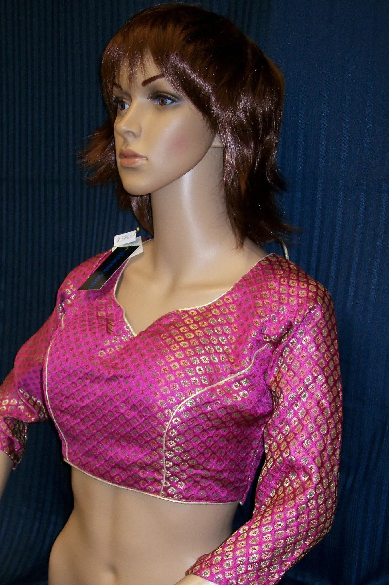 Choli 3862 Pink Medium Large Choli Saree Blouse ¾ Sleeves Shieno Sarees