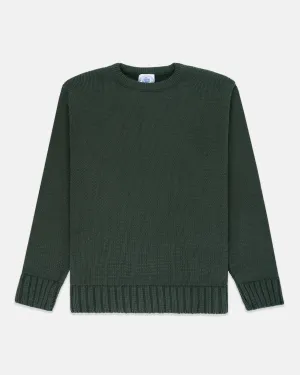 CHUNKY COTTON CREW NECK SWEATER - SPRUCE GREEN