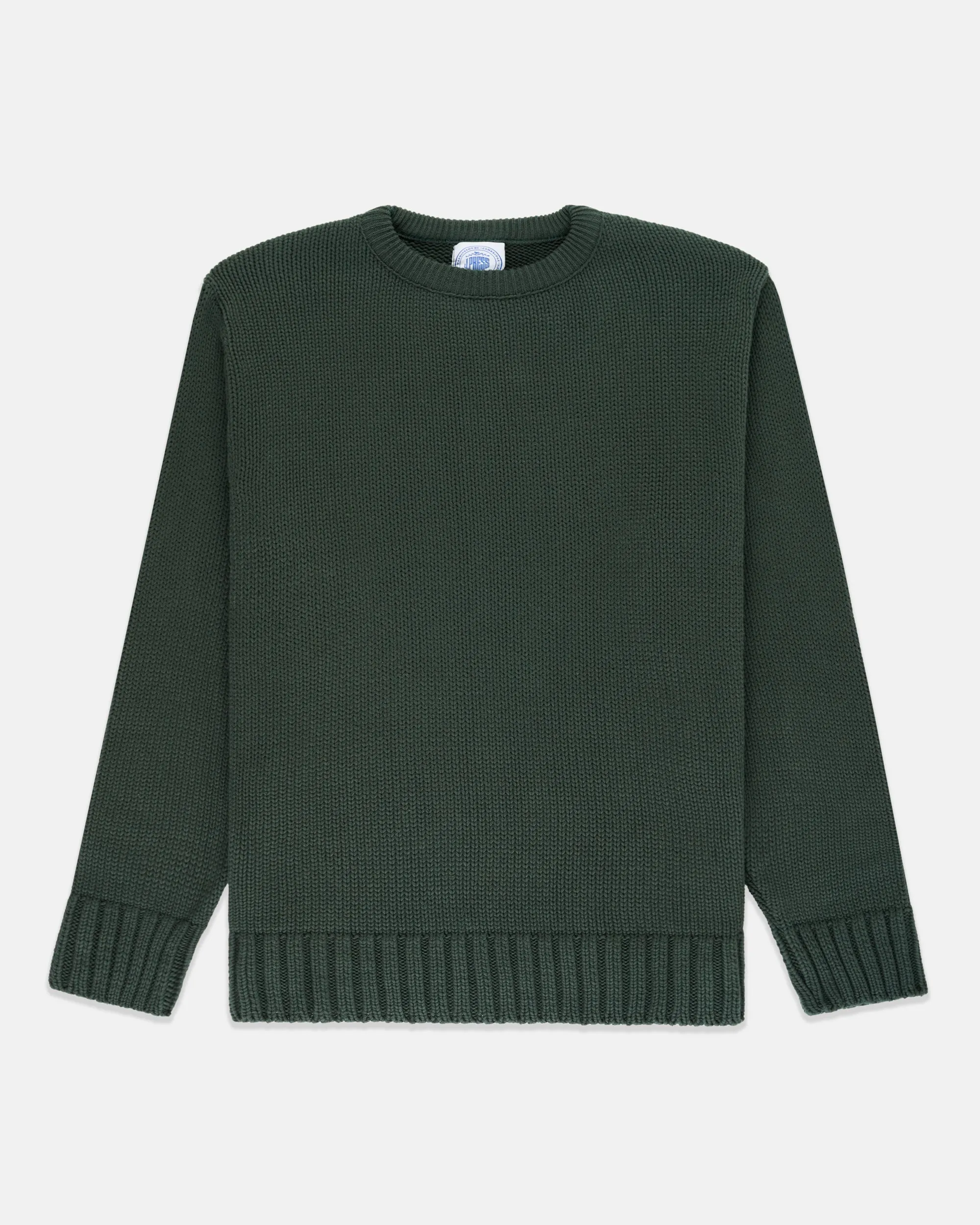 CHUNKY COTTON CREW NECK SWEATER - SPRUCE GREEN