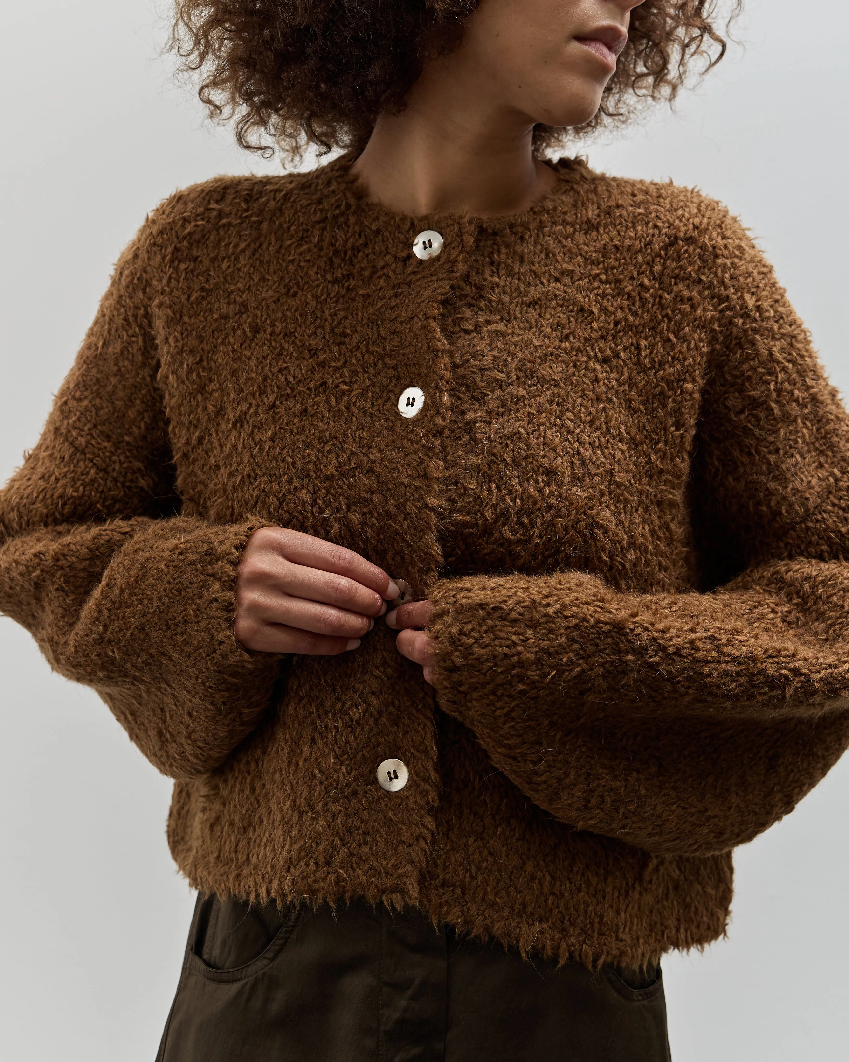 Cordera Teddy Cropped Cardigan, Acorn