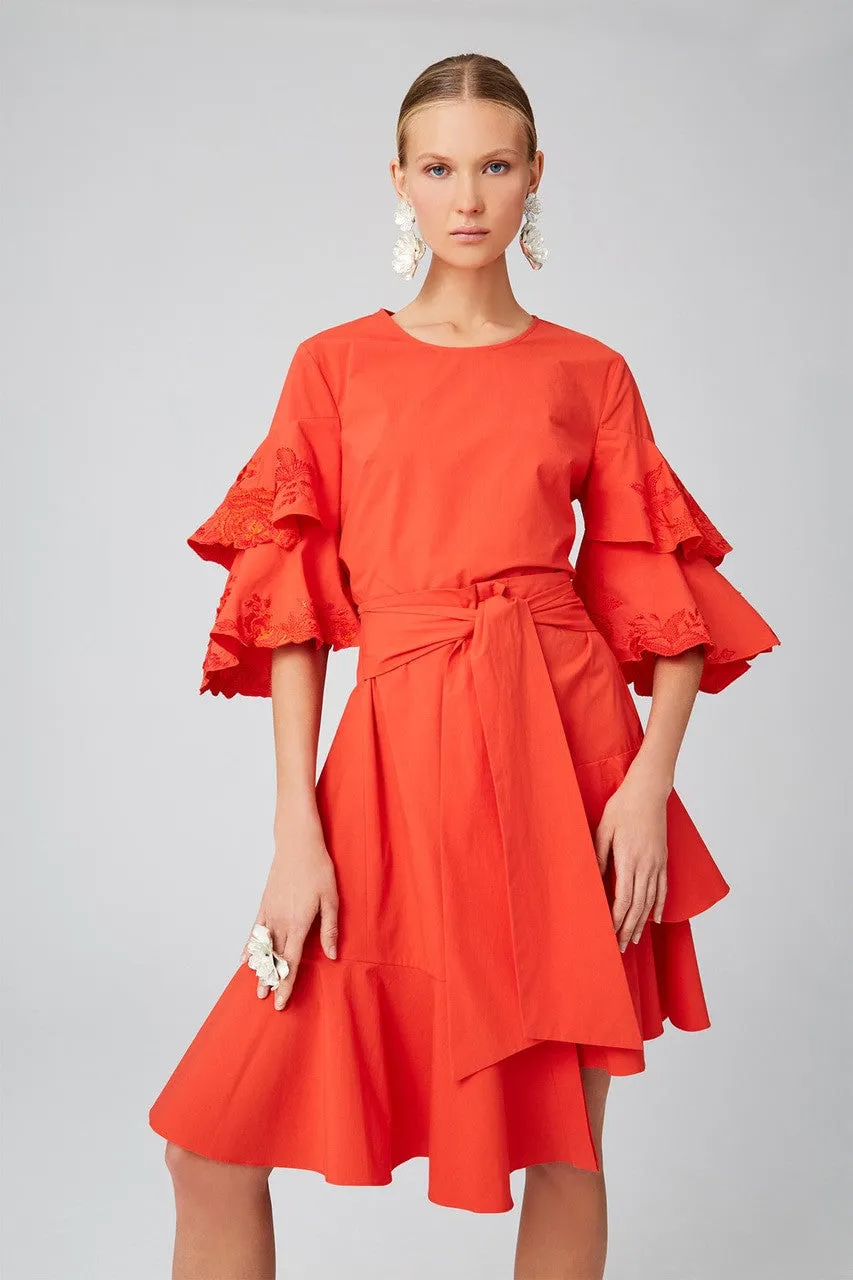 Cotton Poplin Tie Front Skirt