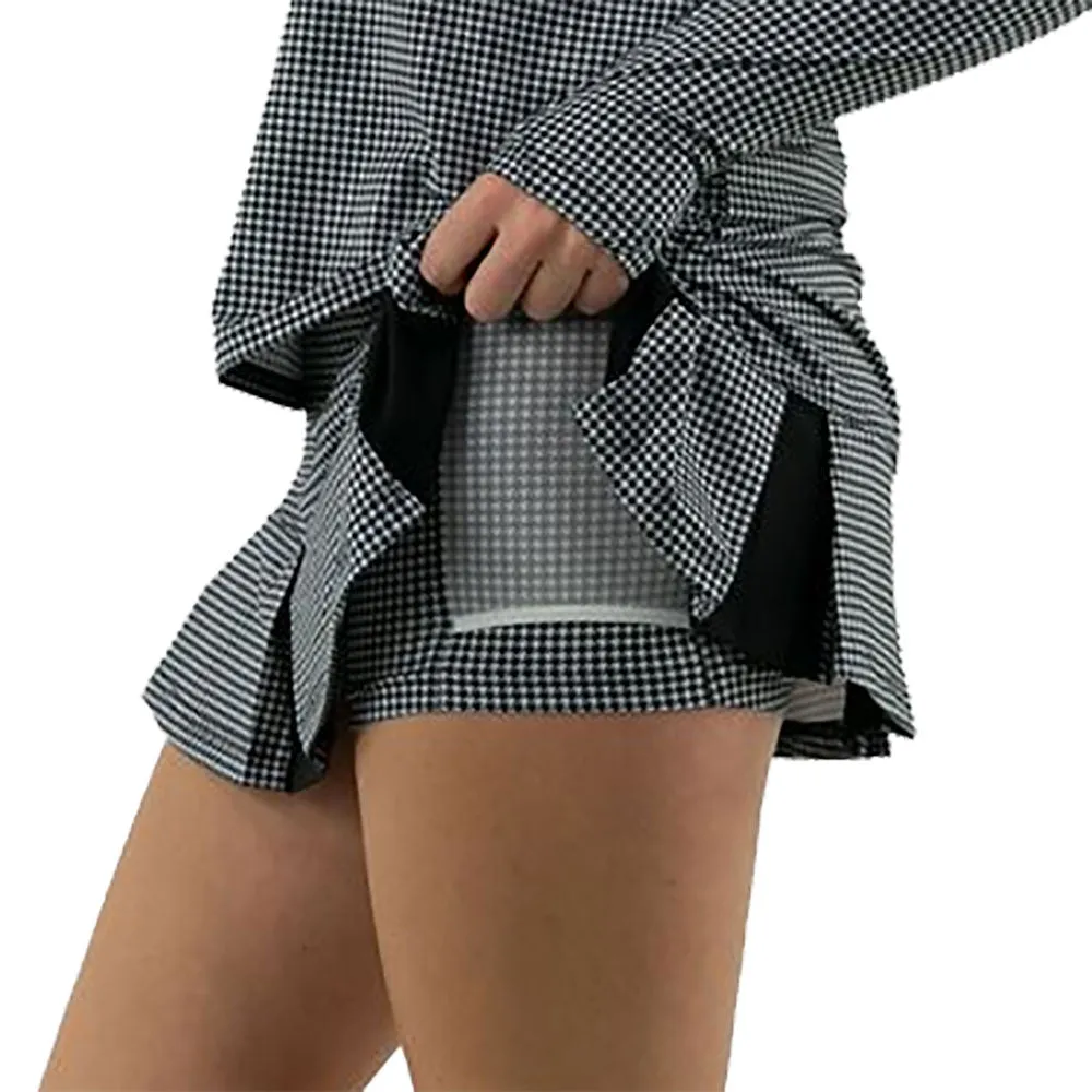 Cross Court Grenada Large Pleat Houndstooth 14in Womens Tennis Skirt