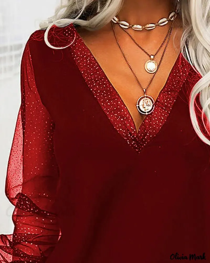 Deanwangkt - Contrast Mesh Long Sleeve Top