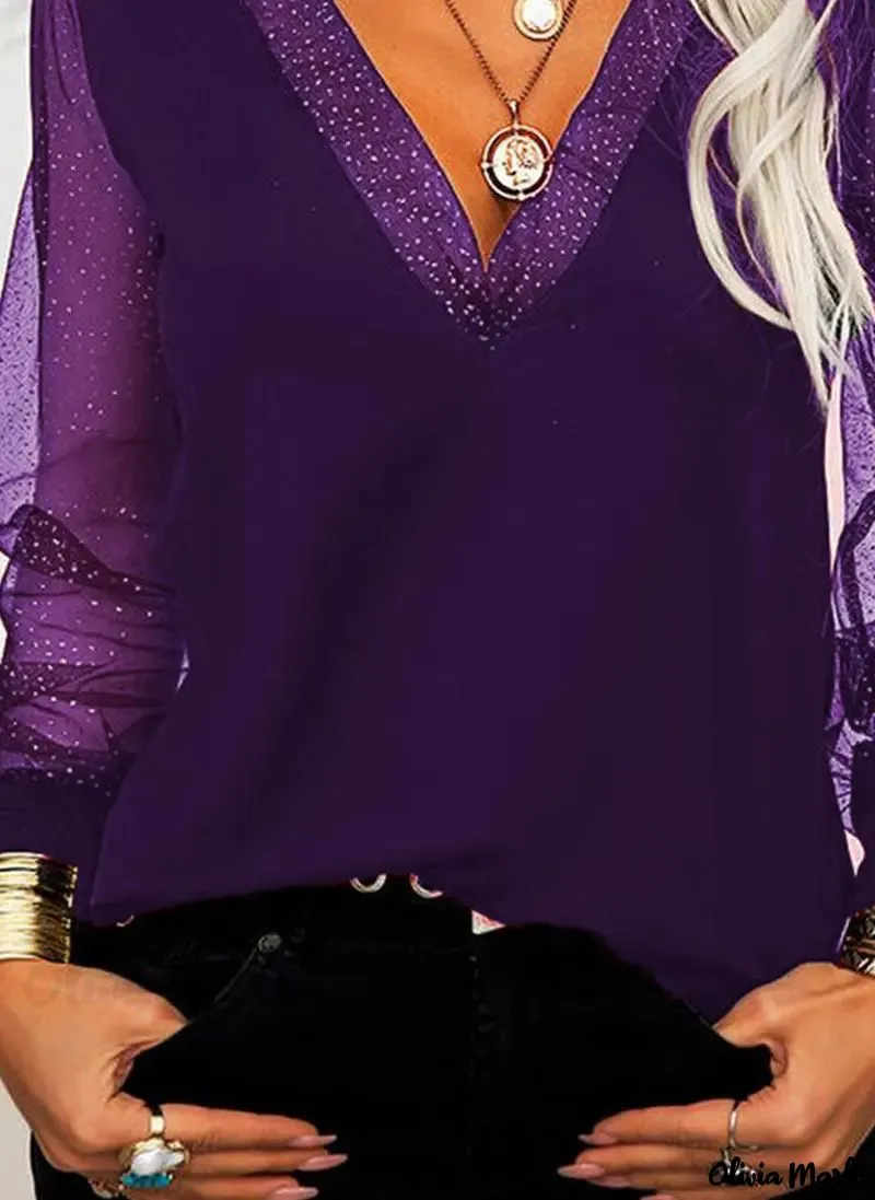 Deanwangkt - Contrast Mesh Long Sleeve Top