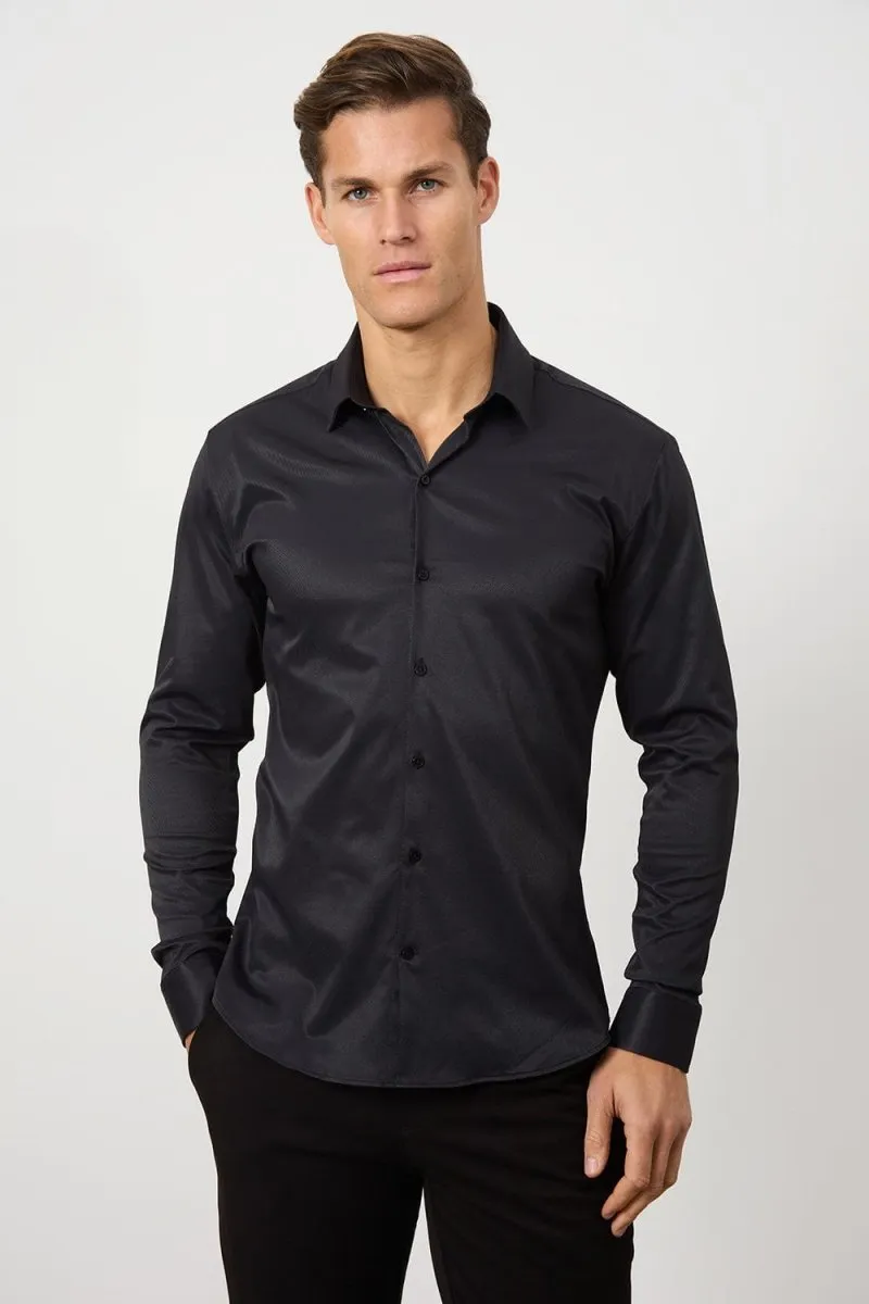 Defined Twill Shirt in Black