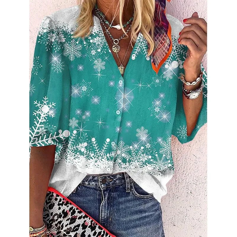 FashionSierra - Elegant Loose Abstraction Print Shirt