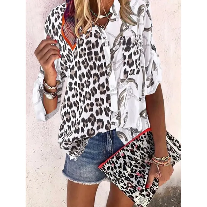 FashionSierra - Elegant Loose Abstraction Print Shirt