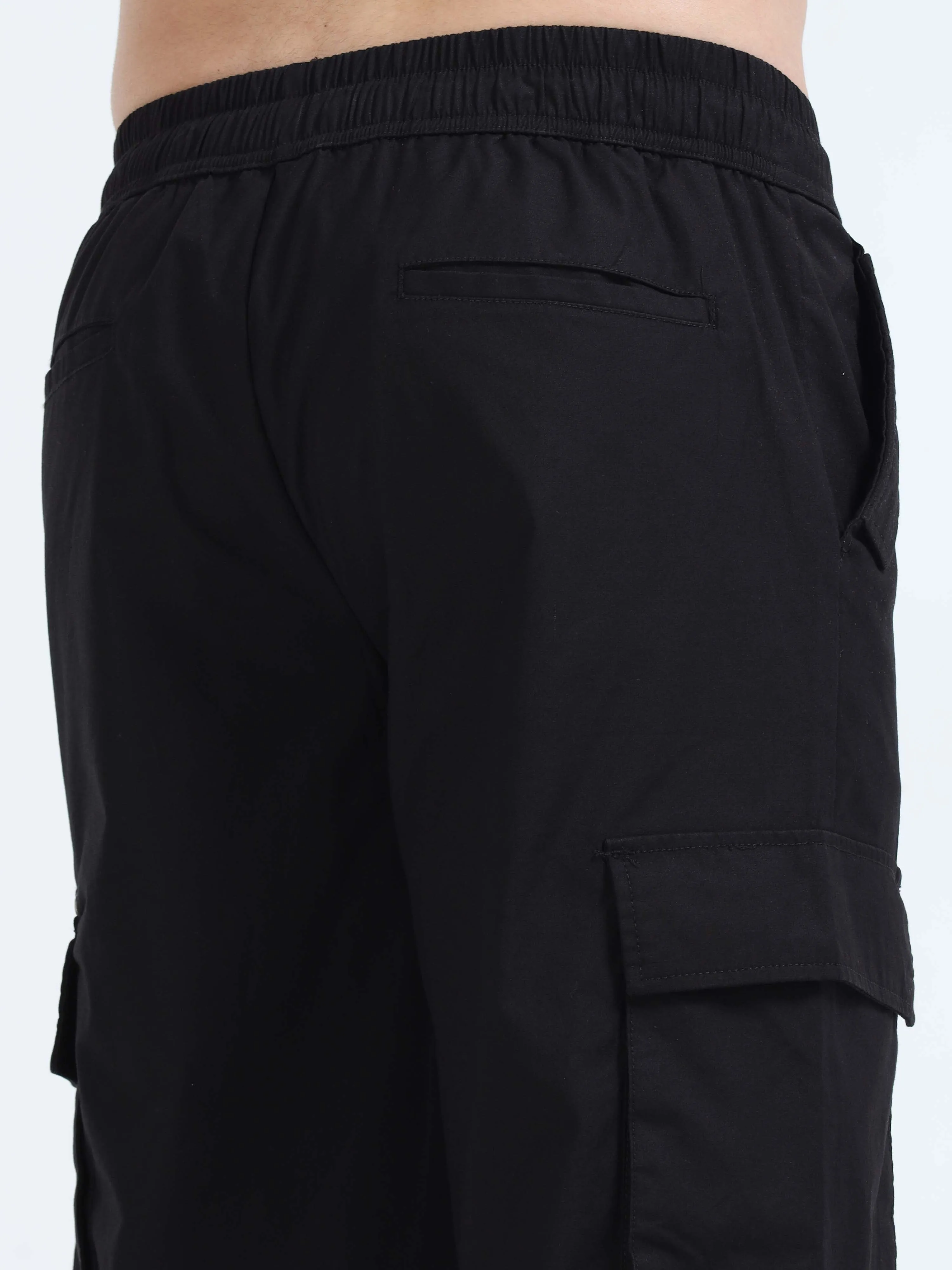 Flexi Waist Zip Black Cargo Pant