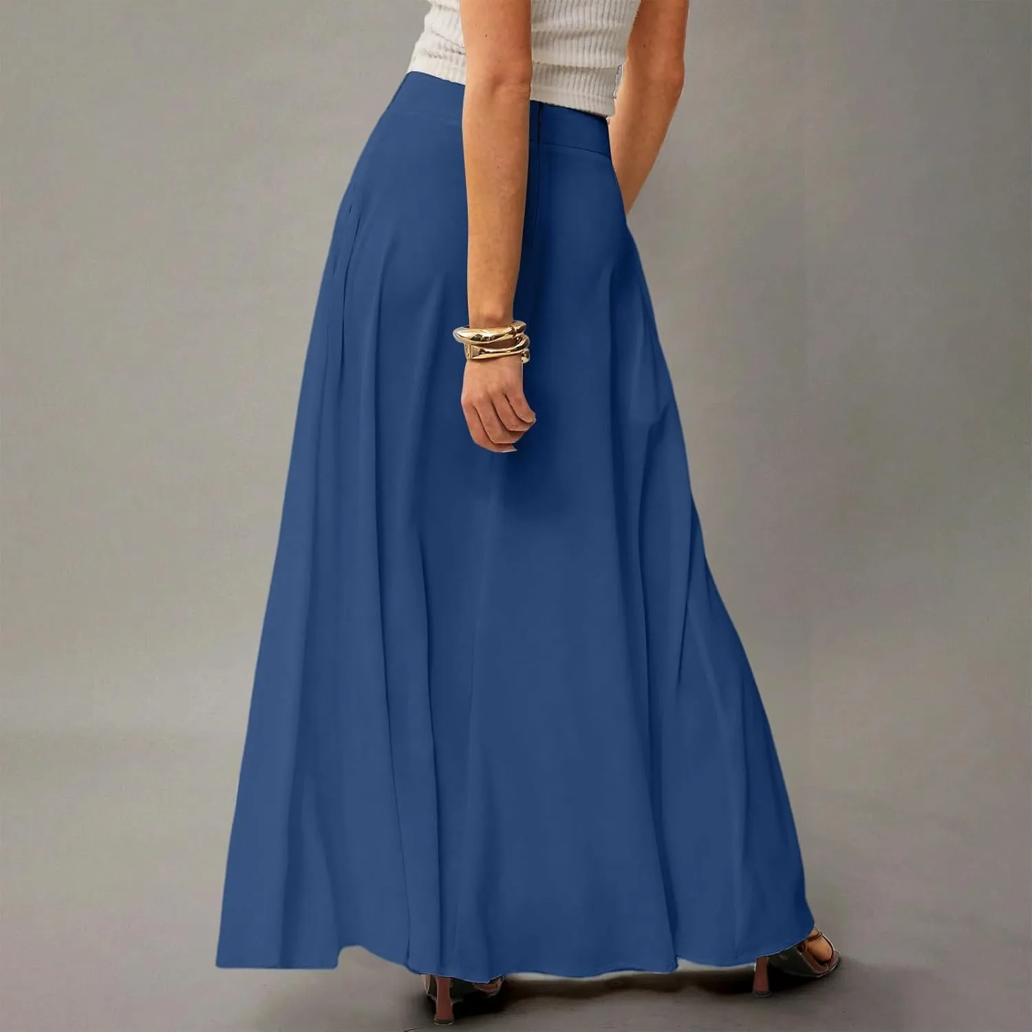 Floral Maxi Skirts for Women Trendy Summer Casual Flowy High Waisted Plus Size Long Boho Work Skirt with Pockets