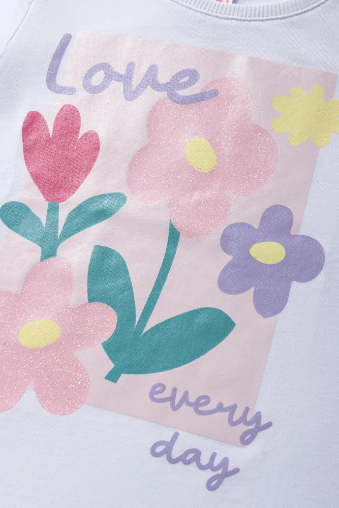 Flower Short Sleeve T-Shirt White