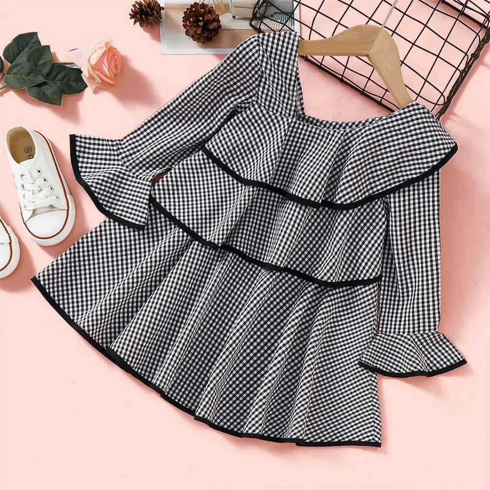 Girls Long Sleeve Plaid Dress Wholesale Girl Dresses