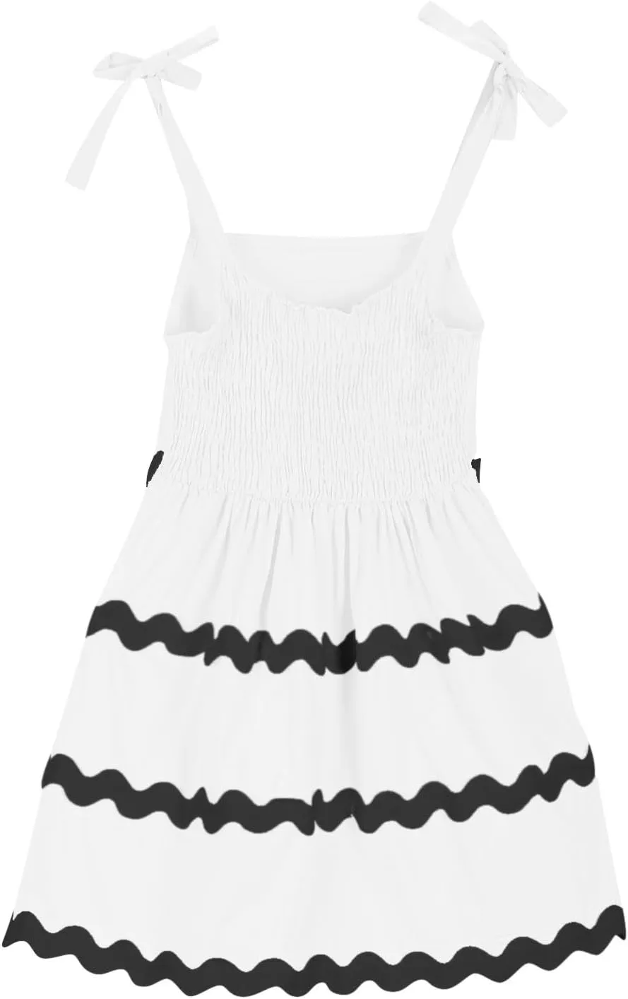 Girls Sun Dress Summer Spaghetti Strap Party Dress Smocked Elegant 3-12 Years