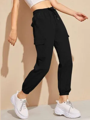 High-Rise Drawstring Cargo Joggers
