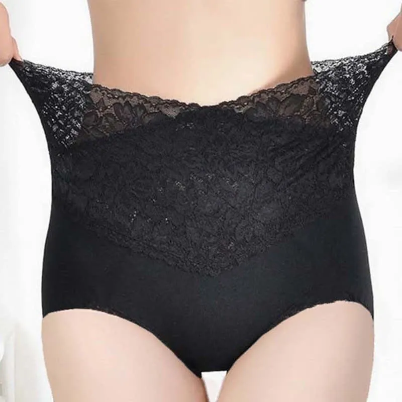High Waist Lace Shaping Tummy Tuck Brief(3 Packs)
