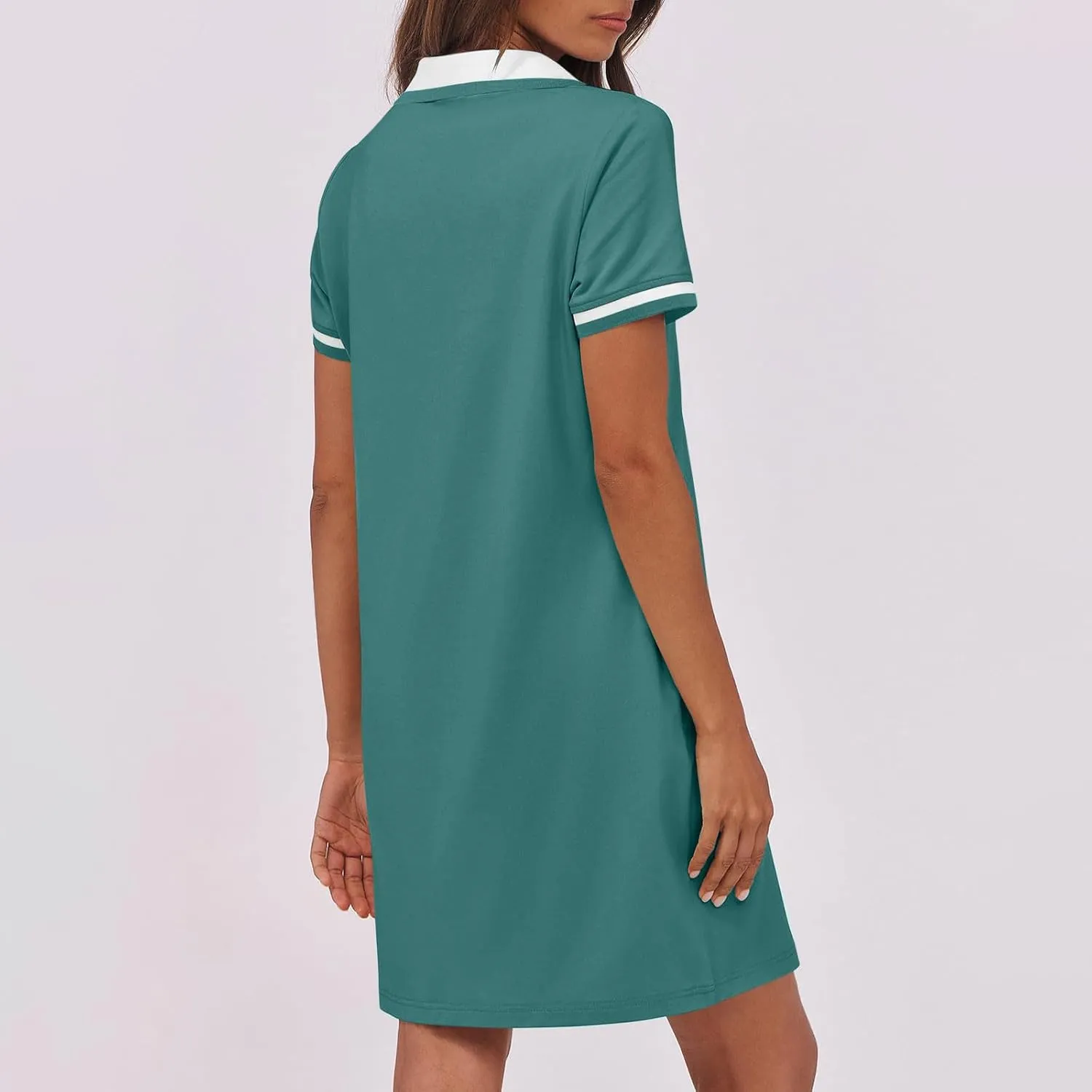 hlysgo Mini Dresses for Women 2025 Summer Casual Short Sleeve V Neck Tennis Dresses Trendy Short T-Shirt Dress with Pockets