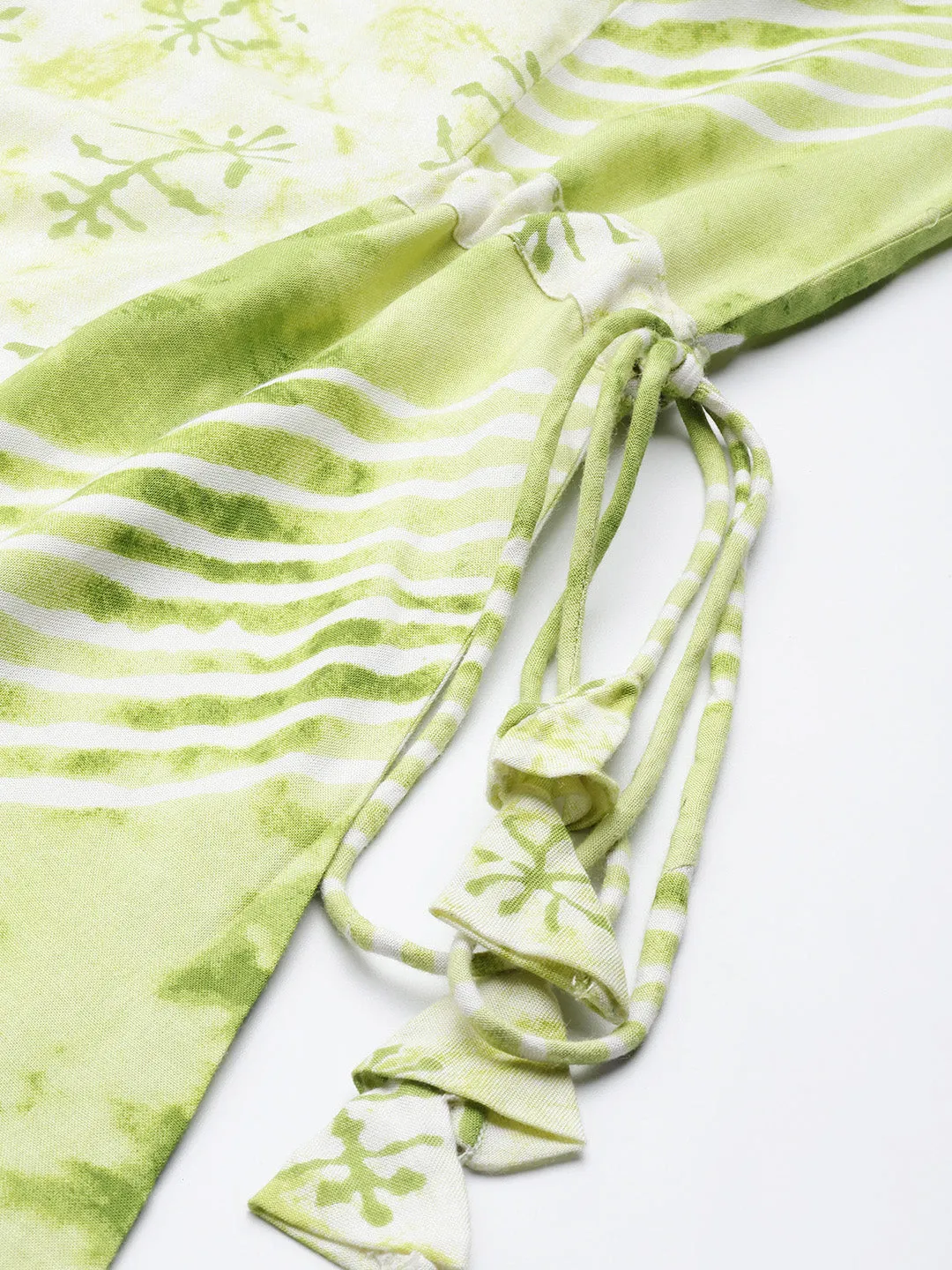 Indibelle Rayon Floral Print Maxi Dress (Green)