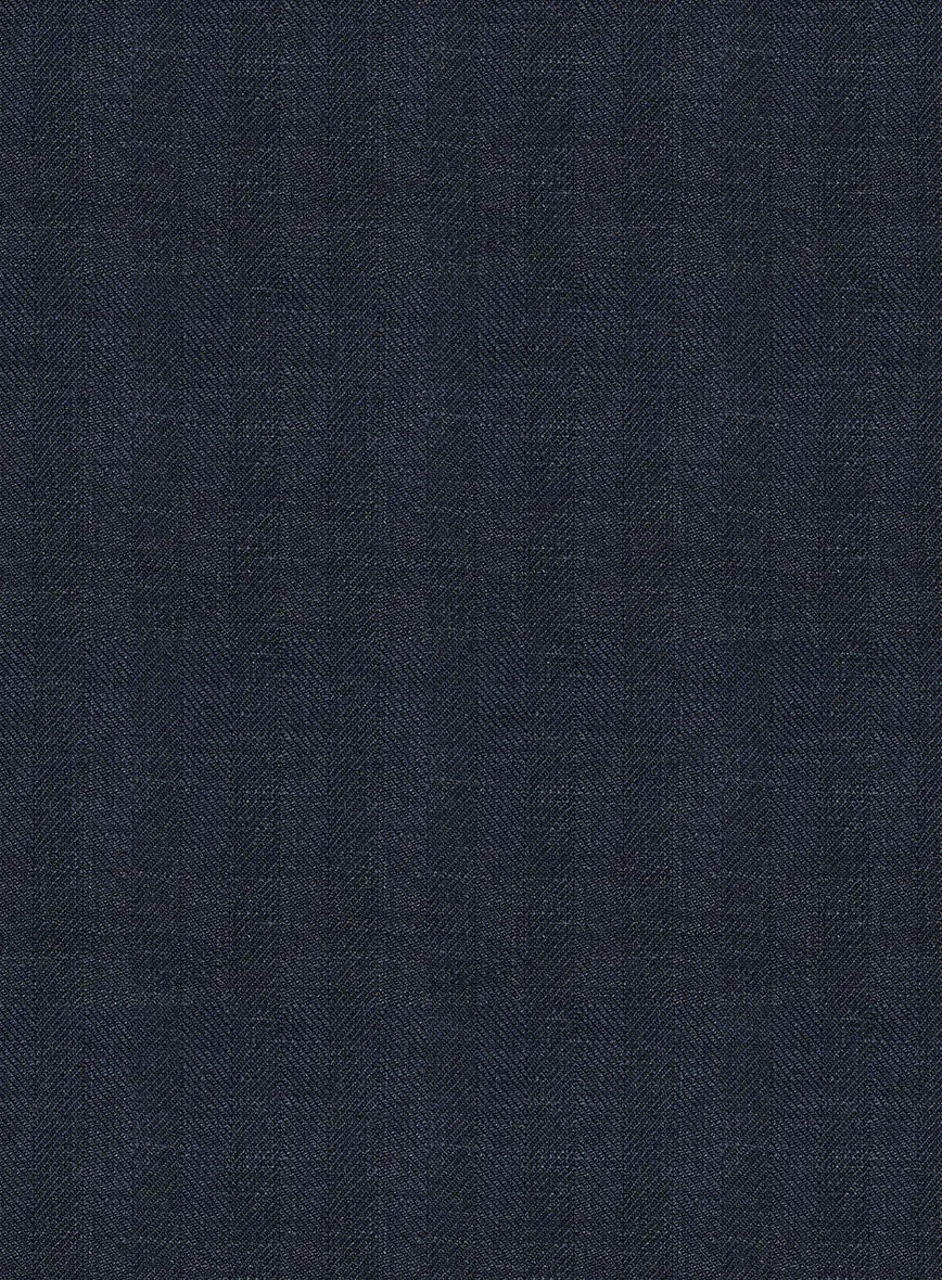 Italian Prato Diesel Blue Herringbone Linen Suit