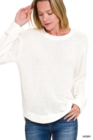 Its Over My Head Ivory Chenille Waffle Sweater