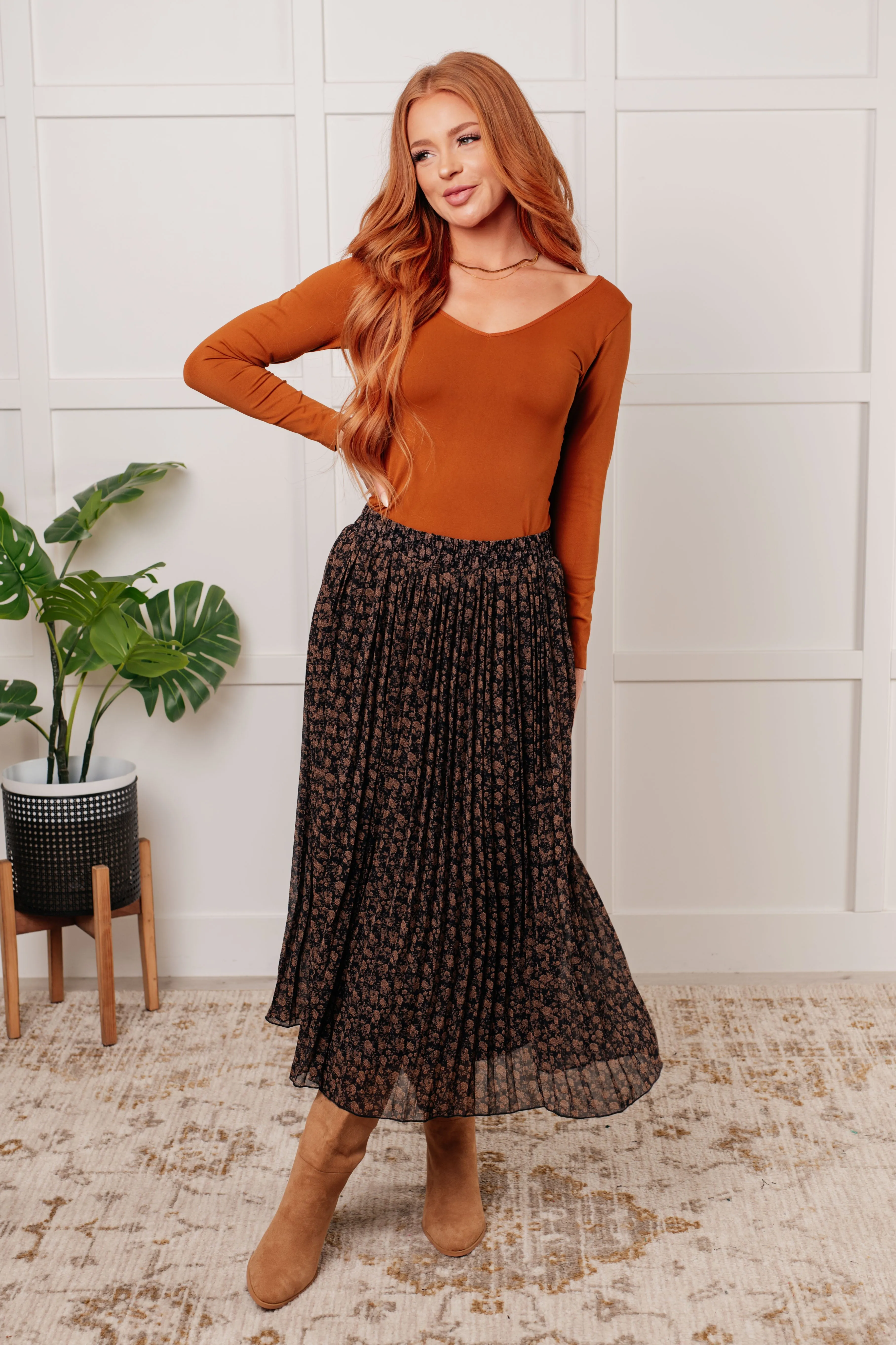 Just What You Wanted Floral Print Pleated Skirt (Online Exclusive)