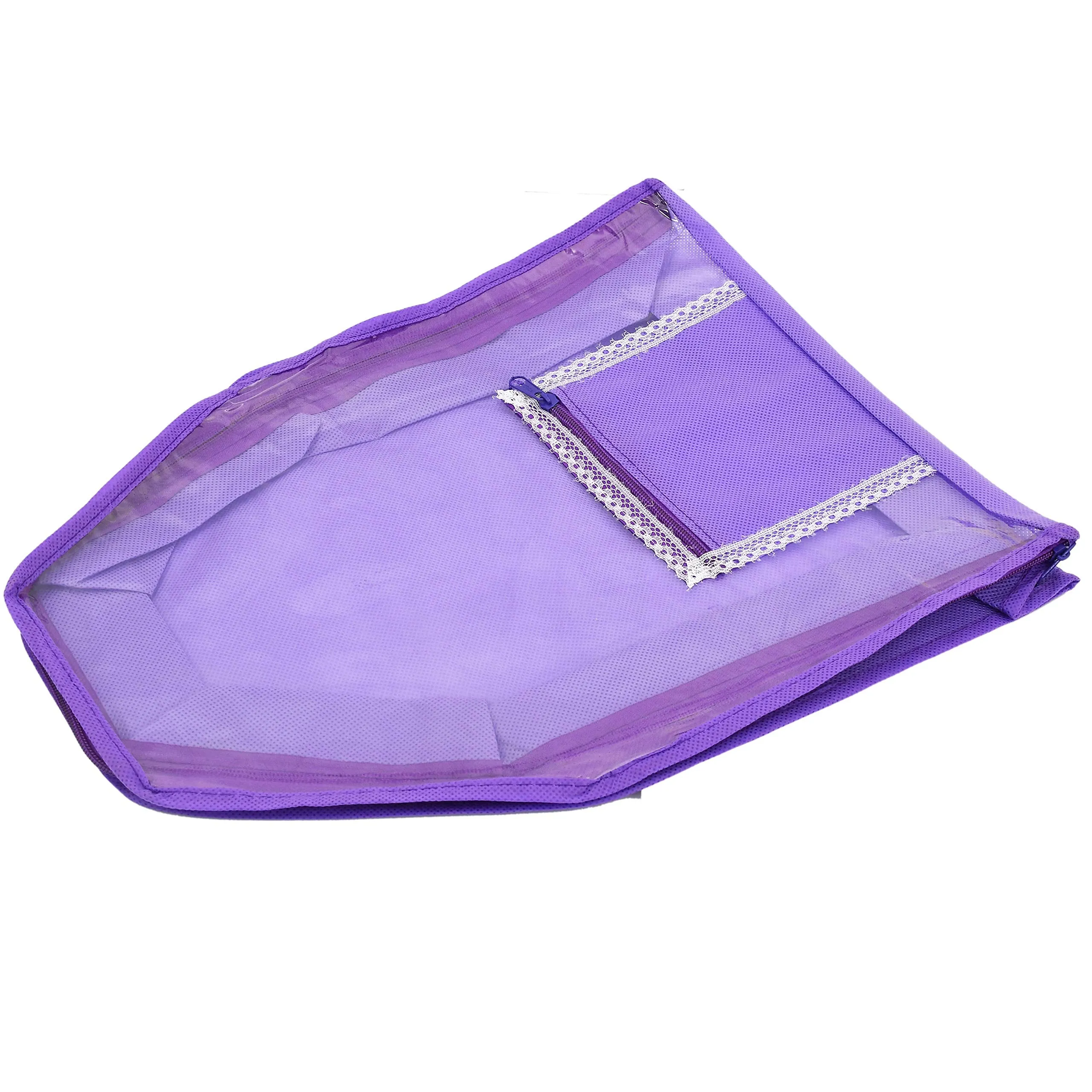 Kuber Industries 12 Piece Non Woven Blouse Cover with Front Transparent Window with Attached Pocket Set (Brown & Purple & Maroon & Pink)