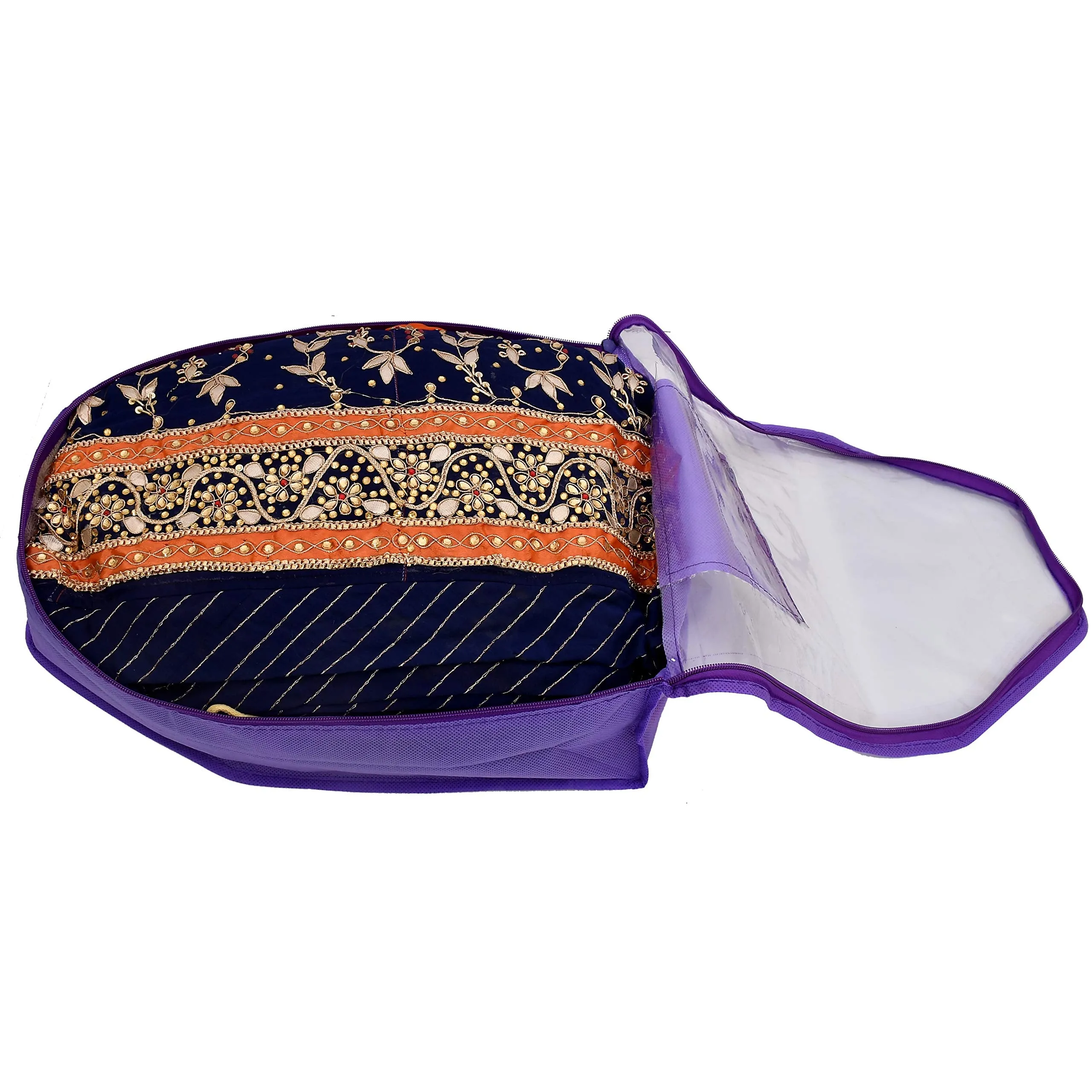 Kuber Industries 12 Piece Non Woven Blouse Cover with Front Transparent Window with Attached Pocket Set (Brown & Purple & Maroon & Pink)
