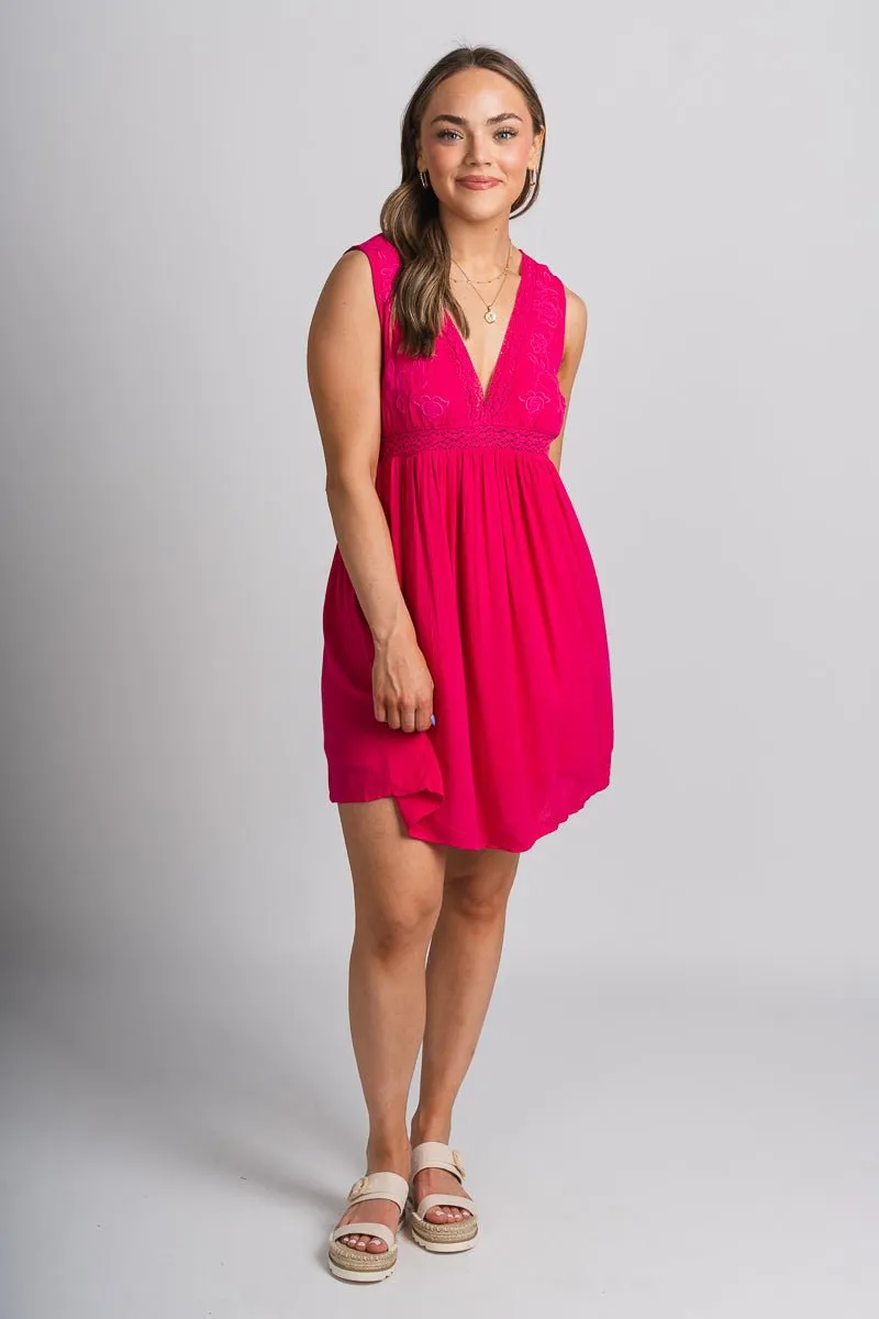 Lace mini dress fuchsia