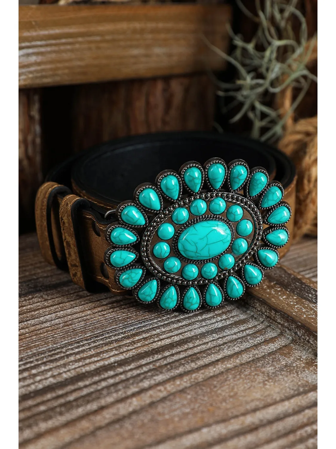 Light Blue Boho Turquoise Decor Wide Belt