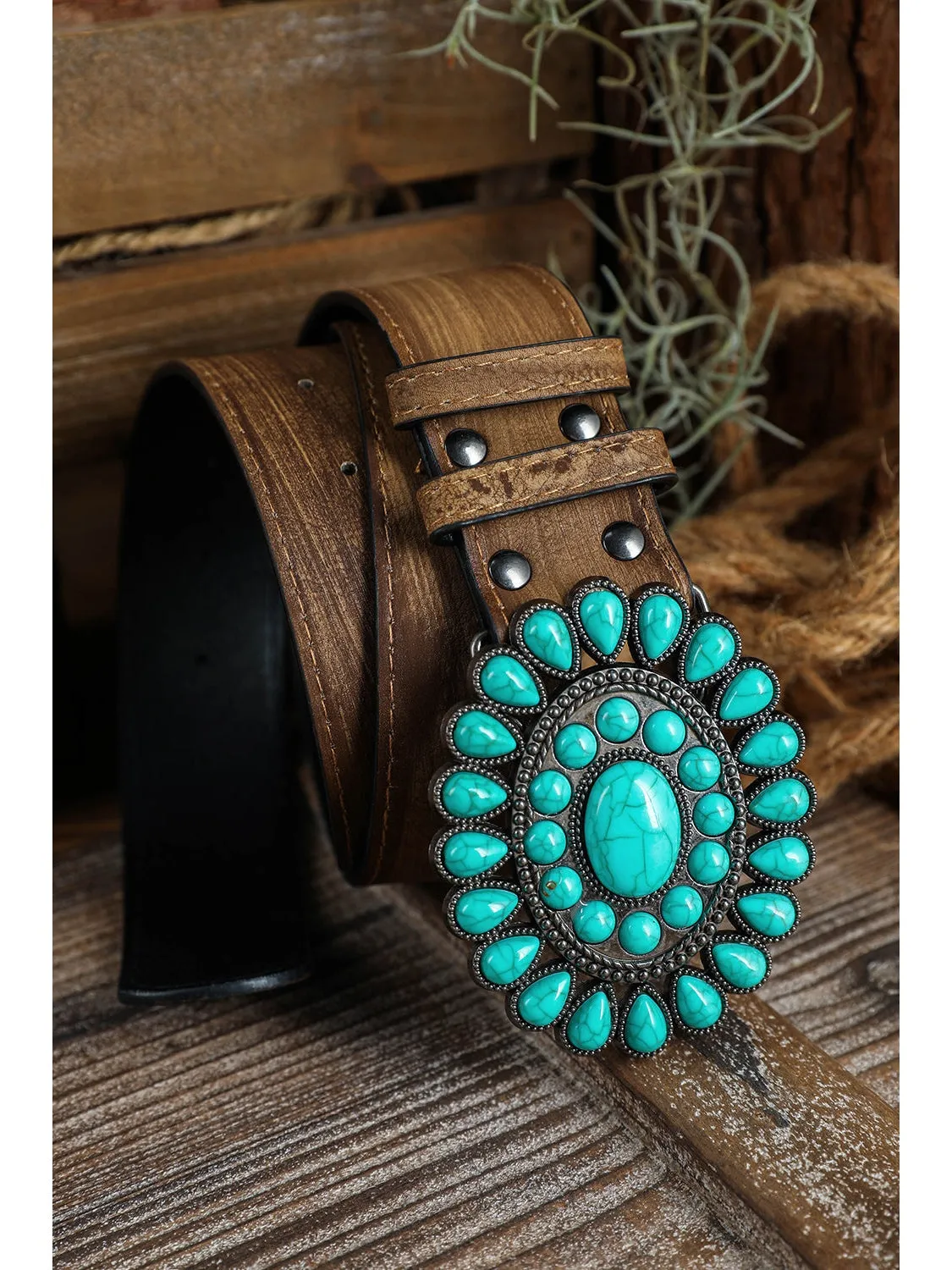 Light Blue Boho Turquoise Decor Wide Belt