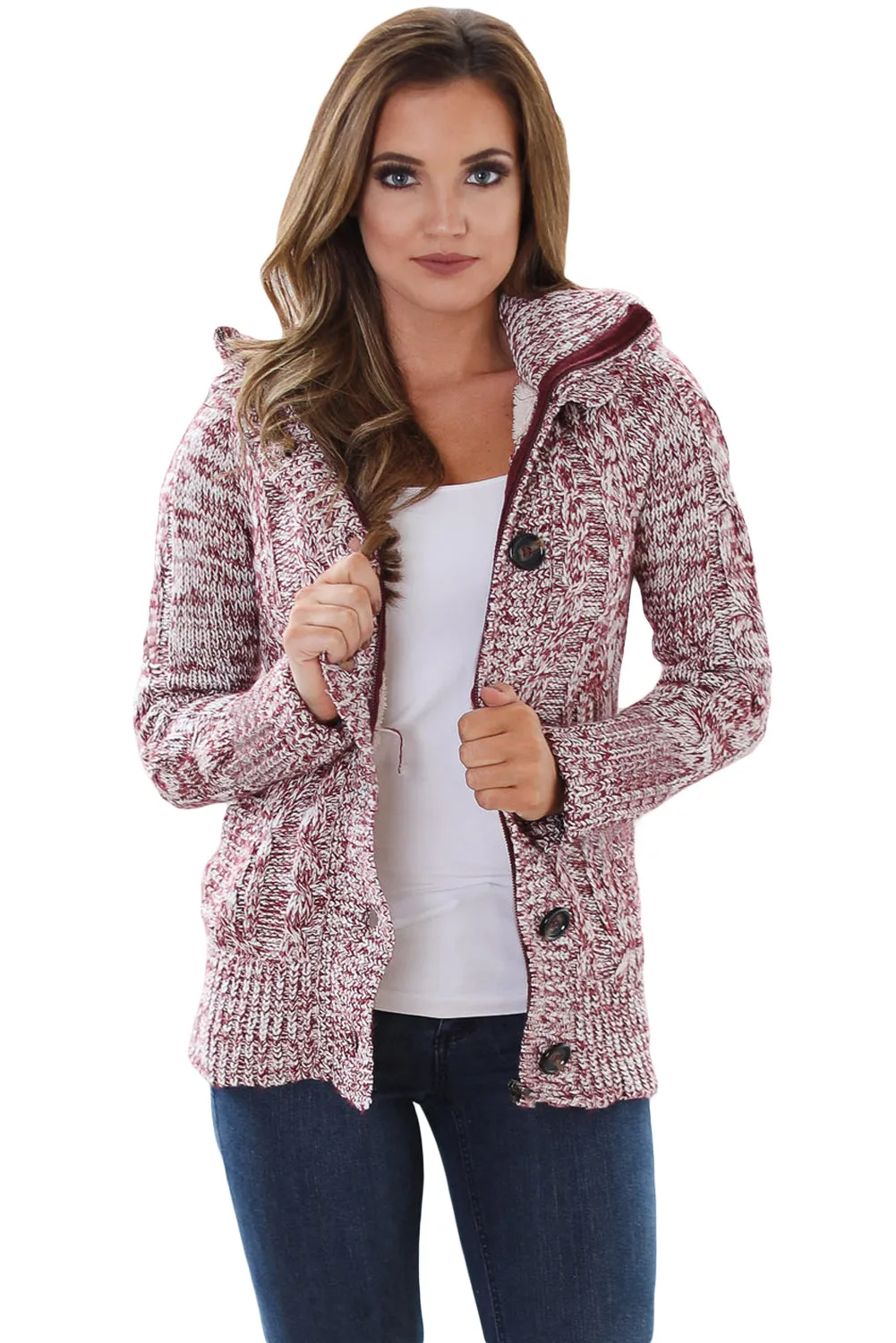 Long Sleeve Button-up Hooded Cardigans