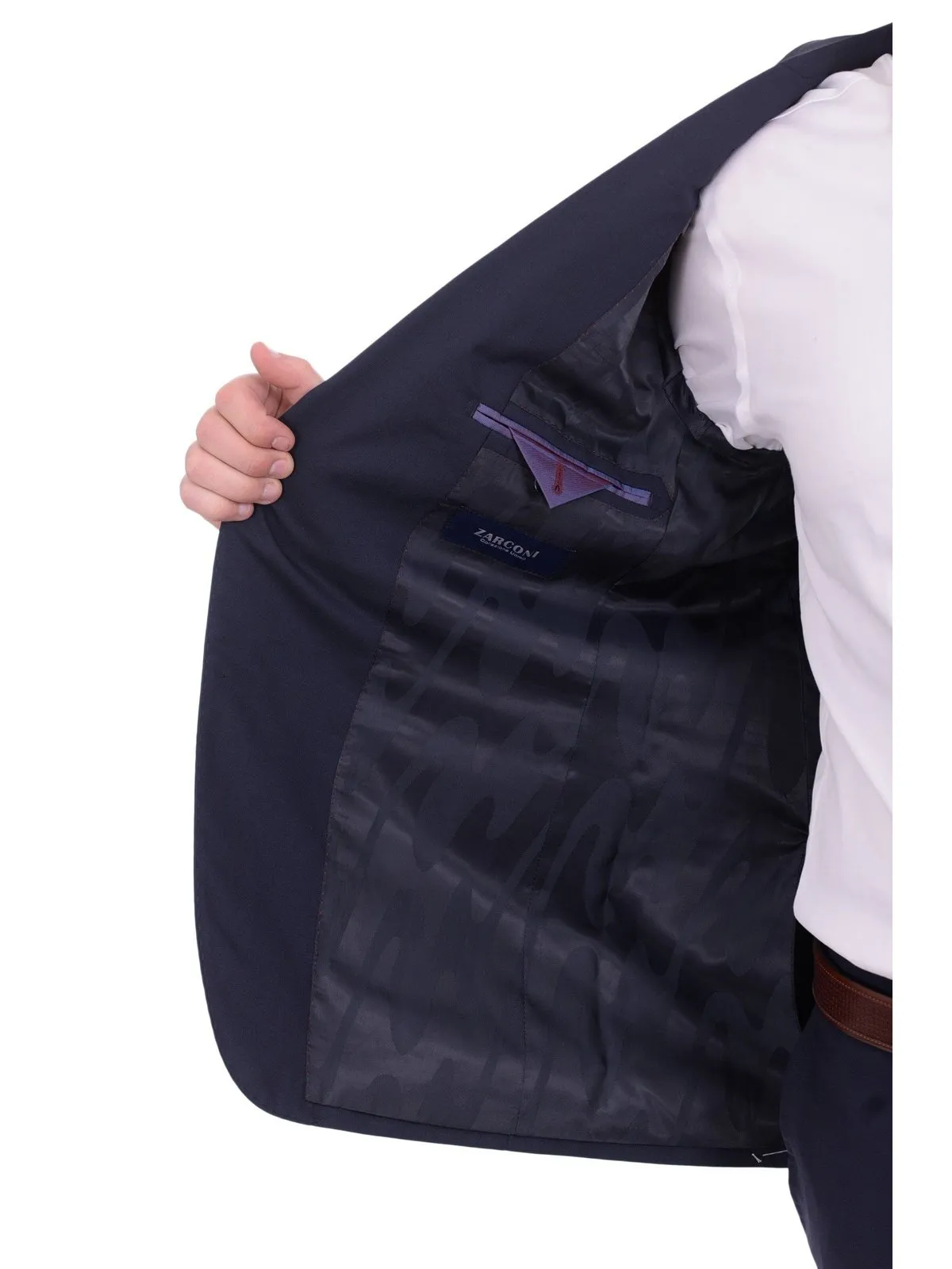 Mens Napoli Slim Fit Solid Blue Half Canvassed Marzotto Wool Suit