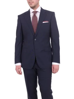 Mens Napoli Slim Fit Solid Blue Half Canvassed Marzotto Wool Suit