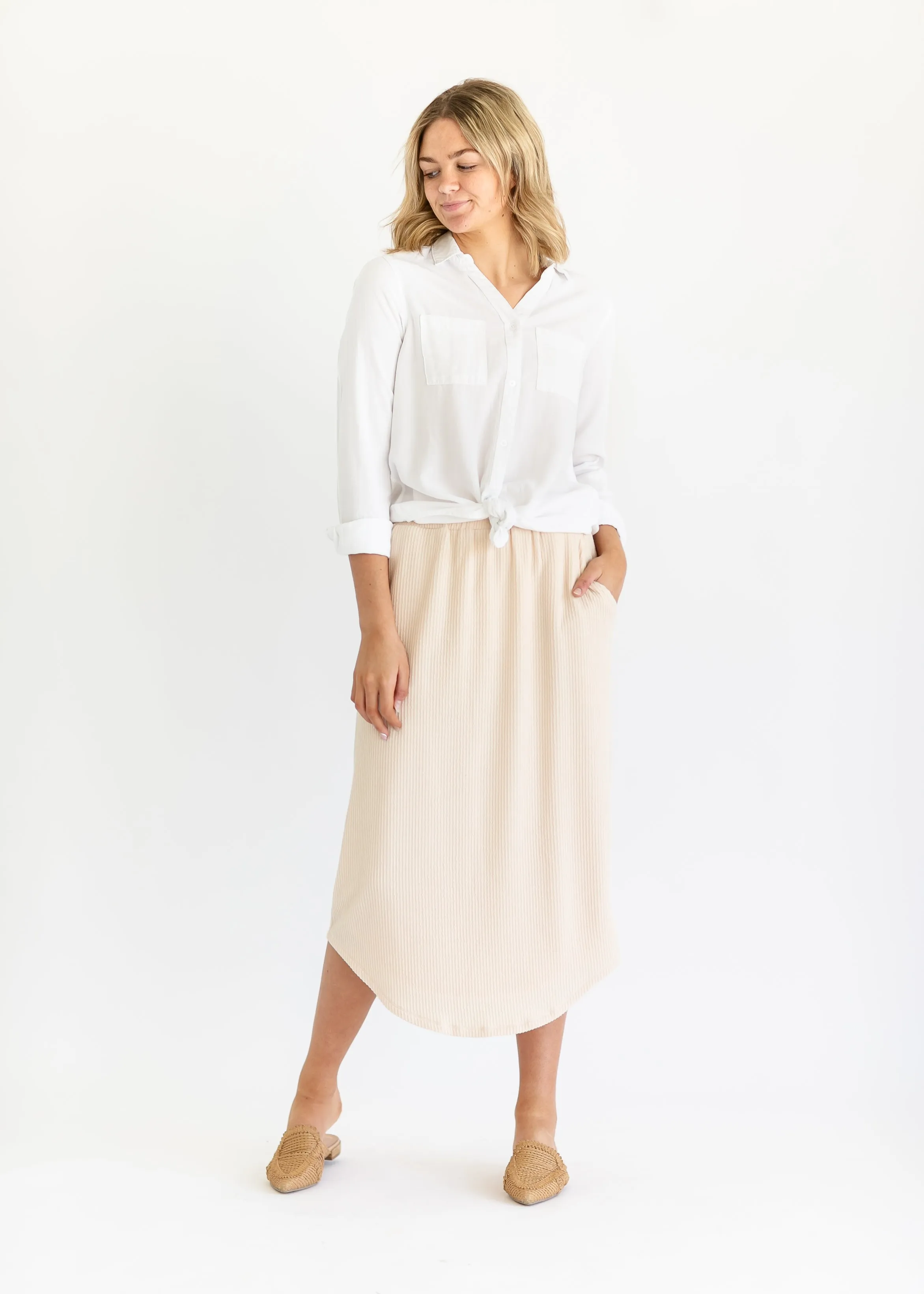Mila Ribbed Midi Skirt - FINAL SALE