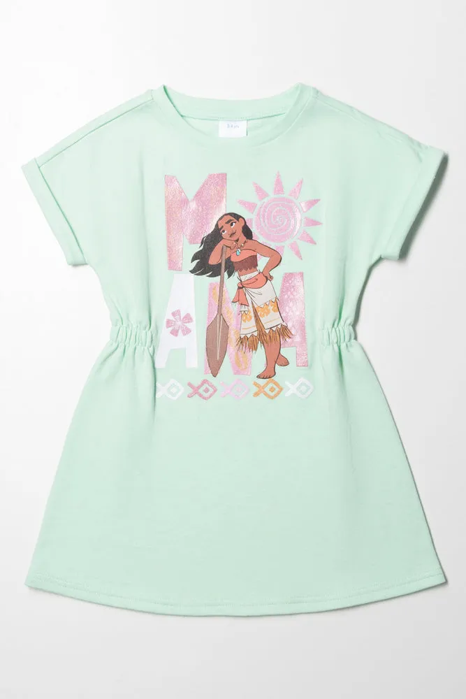 Moana Turn Up Sleeve Dress Light Green