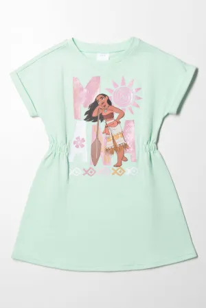 Moana Turn Up Sleeve Dress Light Green