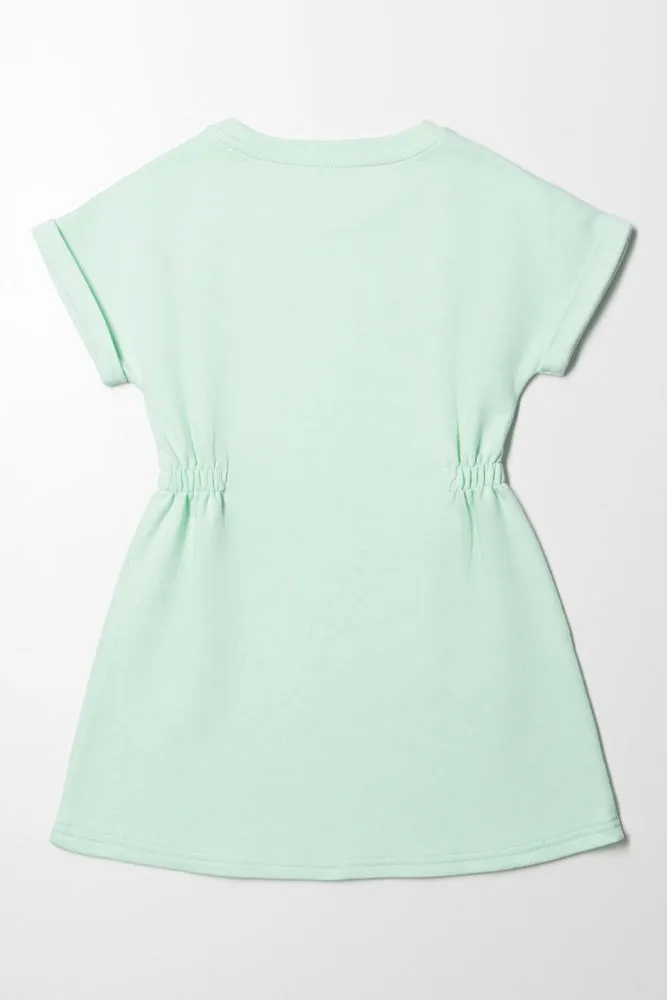 Moana Turn Up Sleeve Dress Light Green